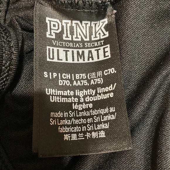 PINK Victoria’s Secret Ultimate lightly lined black sports bra S - Picture 7 of 10